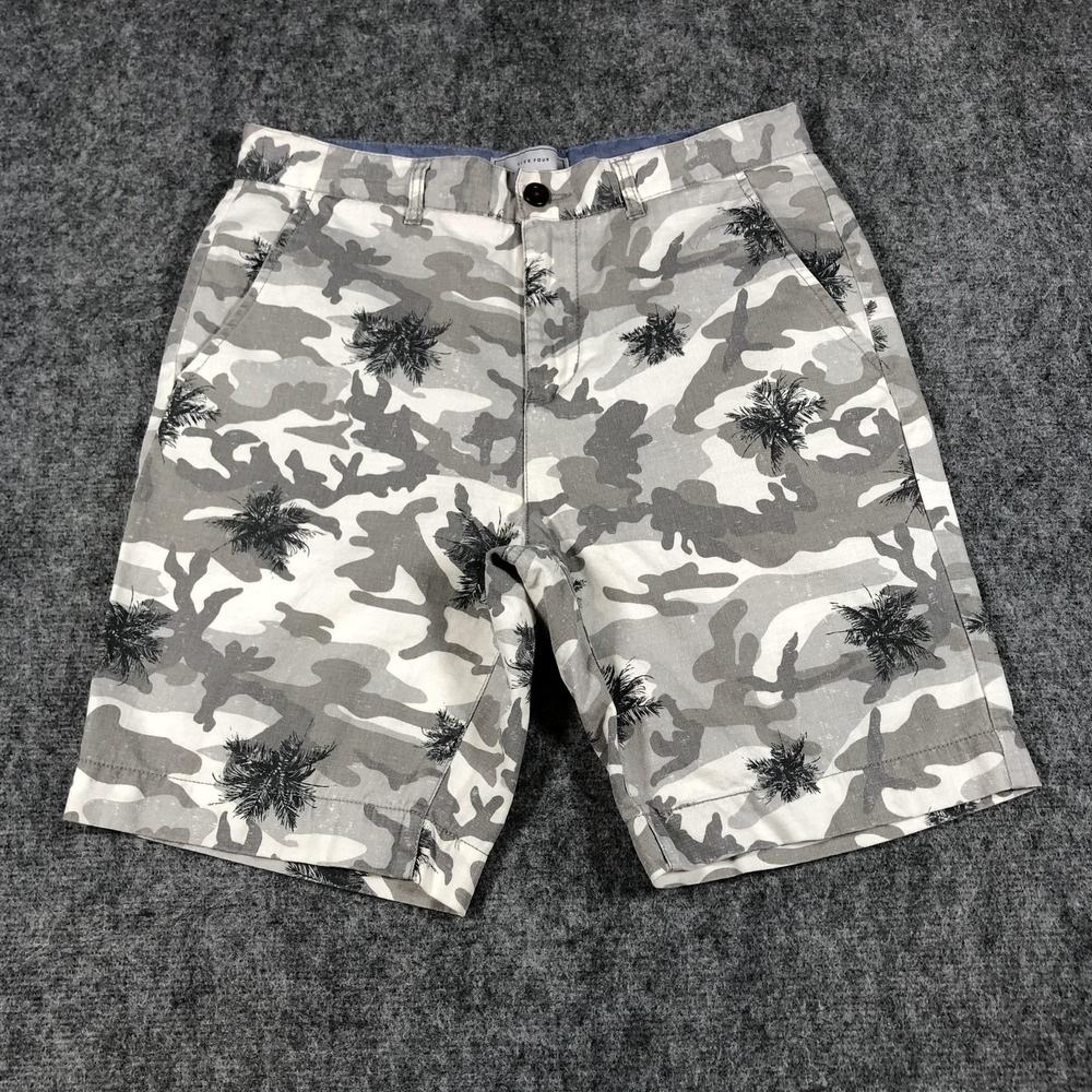 Five Four Shorts Mens 31 Gray‎ Camo Palm Tree Print Casual Flat Front Summer